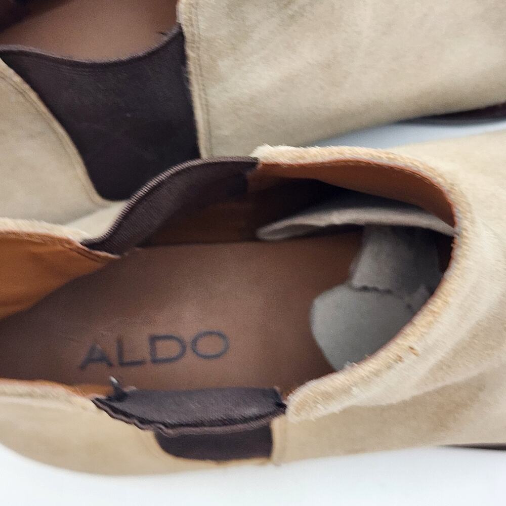 Aldo Mens Suede Chelsea Ankle Boots Size 12 Beige Professor Business Casual - Picture 7 of 10